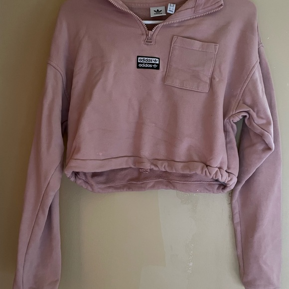 Pink Crop Top Adidas Hoodie - Picture 2 of 6